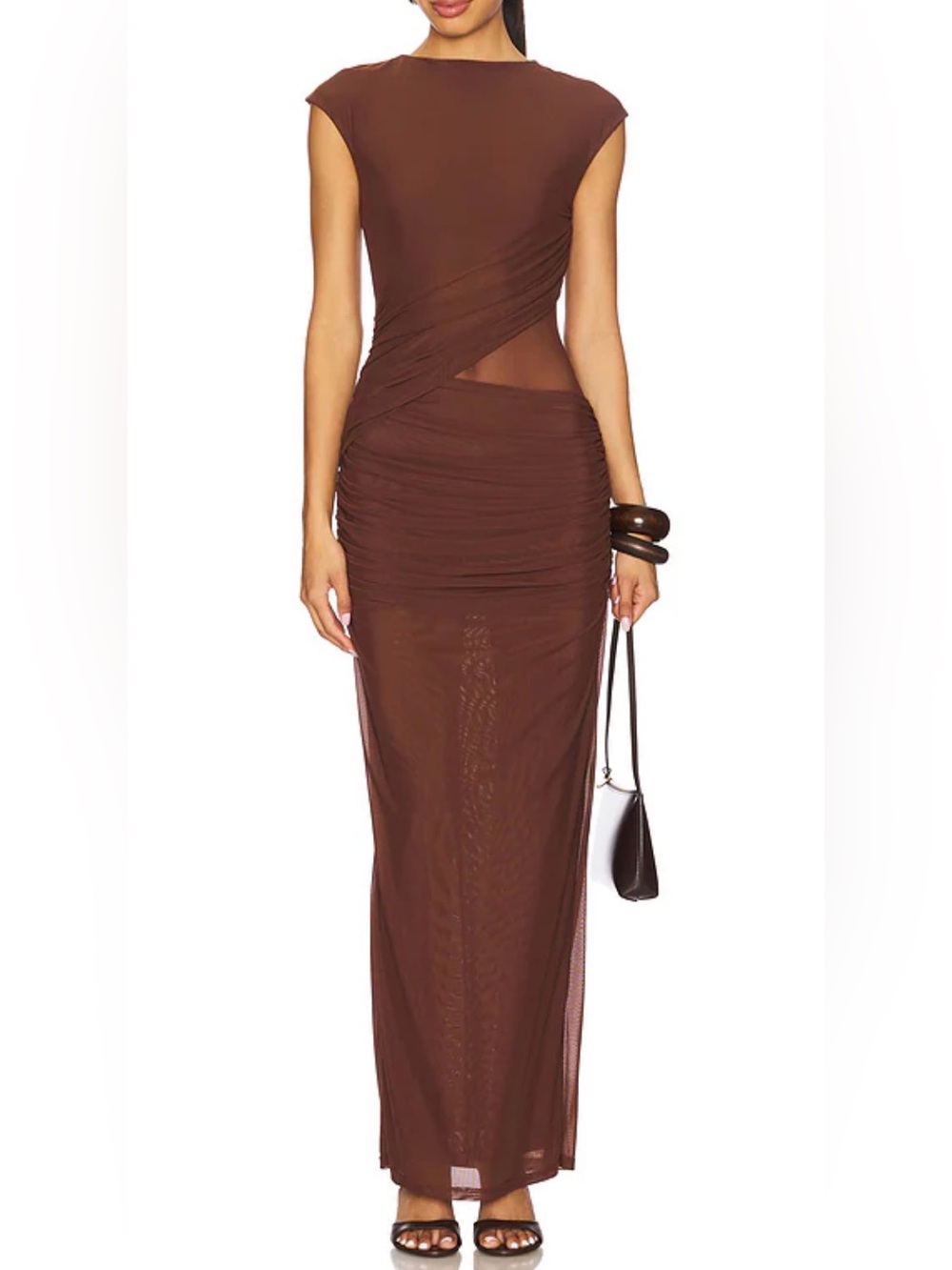 SNDYS x REVOLVE Lorelai Maxi Dress in Mocha Brown NEW NWT